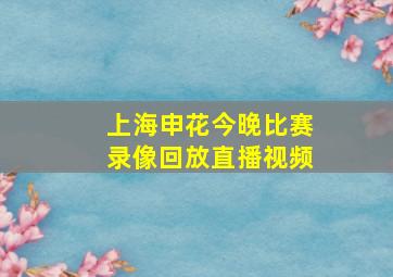 上海申花今晚比赛录像回放直播视频