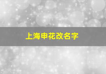 上海申花改名字