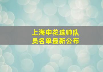 上海申花选帅队员名单最新公布