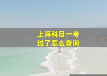 上海科目一考过了怎么查询