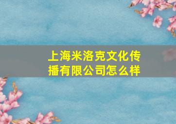 上海米洛克文化传播有限公司怎么样