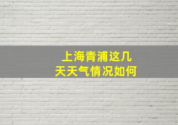 上海青浦这几天天气情况如何