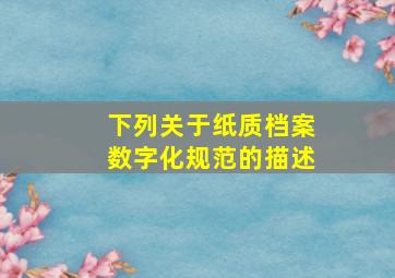 下列关于纸质档案数字化规范的描述