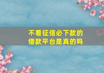 不看征信必下款的借款平台是真的吗