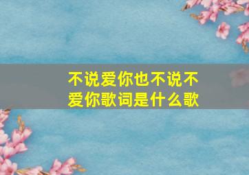 不说爱你也不说不爱你歌词是什么歌