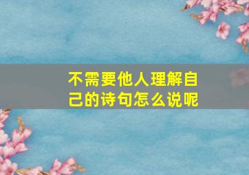 不需要他人理解自己的诗句怎么说呢