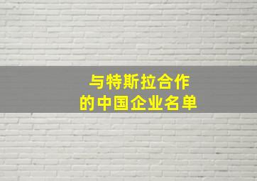 与特斯拉合作的中国企业名单