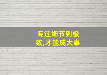 专注细节到极致,才能成大事