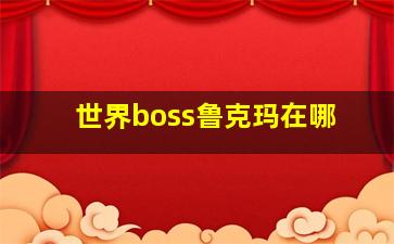 世界boss鲁克玛在哪