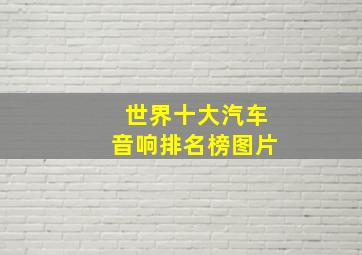 世界十大汽车音响排名榜图片