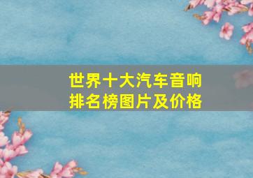 世界十大汽车音响排名榜图片及价格