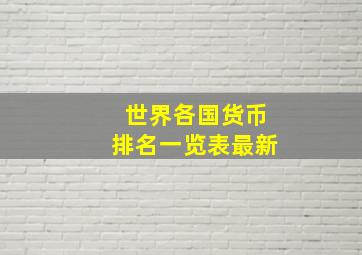 世界各国货币排名一览表最新