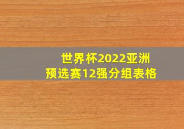 世界杯2022亚洲预选赛12强分组表格