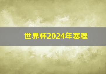 世界杯2024年赛程