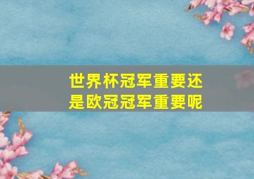 世界杯冠军重要还是欧冠冠军重要呢