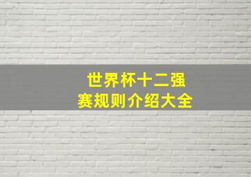 世界杯十二强赛规则介绍大全