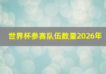 世界杯参赛队伍数量2026年