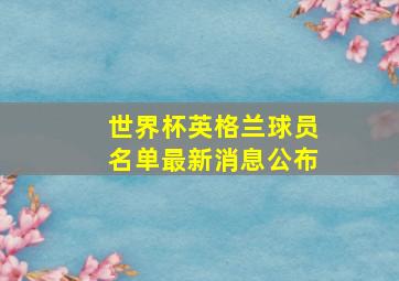 世界杯英格兰球员名单最新消息公布