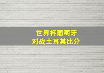 世界杯葡萄牙对战土耳其比分