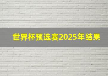 世界杯预选赛2025年结果