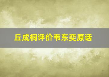 丘成桐评价韦东奕原话