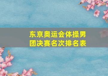 东京奥运会体操男团决赛名次排名表