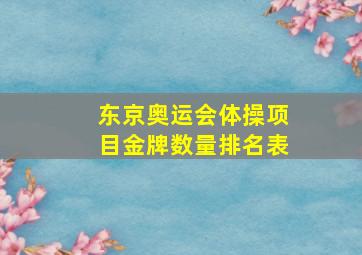 东京奥运会体操项目金牌数量排名表