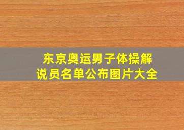 东京奥运男子体操解说员名单公布图片大全