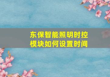 东保智能照明时控模块如何设置时间