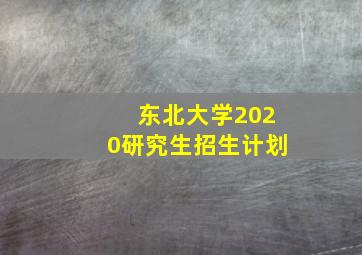 东北大学2020研究生招生计划