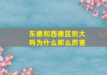 东德和西德区别大吗为什么那么厉害