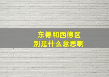 东德和西德区别是什么意思啊