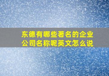 东德有哪些著名的企业公司名称呢英文怎么说