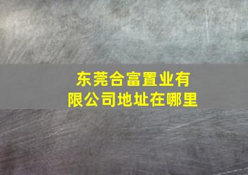 东莞合富置业有限公司地址在哪里