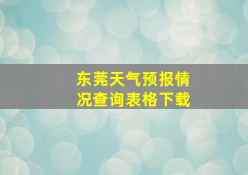 东莞天气预报情况查询表格下载