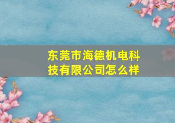 东莞市海德机电科技有限公司怎么样