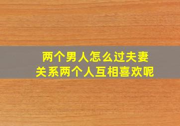 两个男人怎么过夫妻关系两个人互相喜欢呢