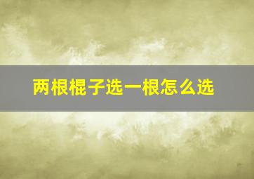 两根棍子选一根怎么选