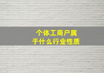 个体工商户属于什么行业性质