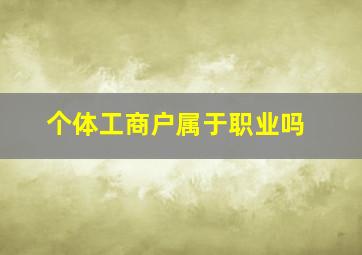 个体工商户属于职业吗