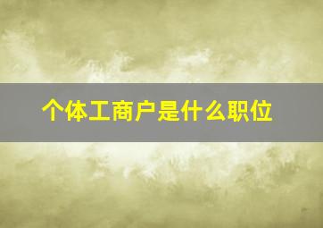 个体工商户是什么职位