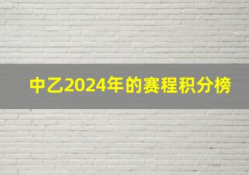 中乙2024年的赛程积分榜