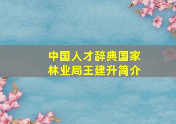 中国人才辞典国家林业局王建升简介