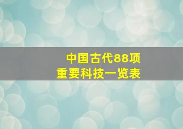 中国古代88项重要科技一览表