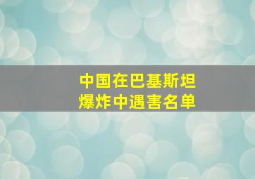 中国在巴基斯坦爆炸中遇害名单