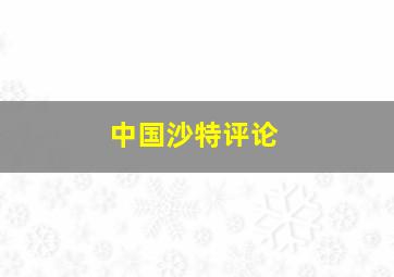 中国沙特评论