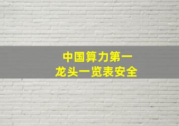 中国算力第一龙头一览表安全