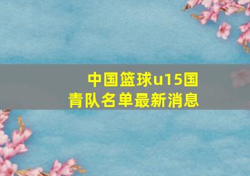 中国篮球u15国青队名单最新消息