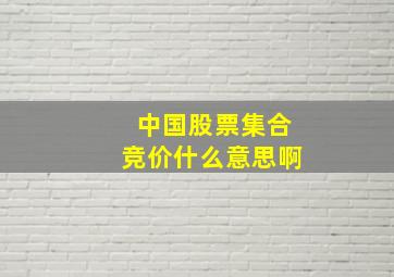 中国股票集合竞价什么意思啊