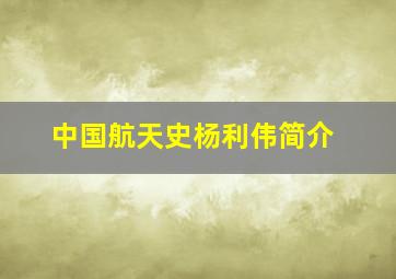 中国航天史杨利伟简介